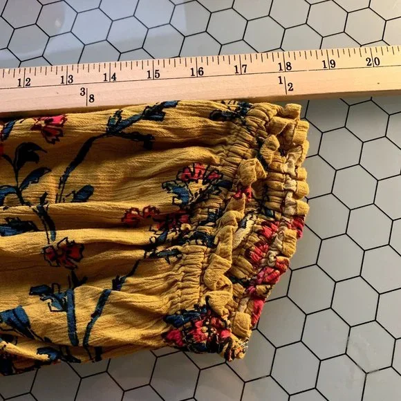 Knox Rose Dress Womens Small Golden Yellow Floral Folkloric A Line 3/4 Sleeves - Picture 8 of 13